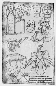 Ms Fr 19093 fol.18v Různé kresby (faksimile kopie)