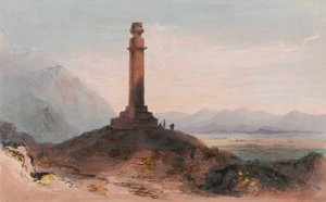 Alexandrův sloup poblíž Kábulu, kolem roku 1842 (barevné lito)