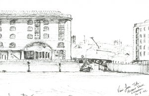 Albert Dock Liverpool, 2003, (inkoust na papíře) od Vincent Alexander Booth