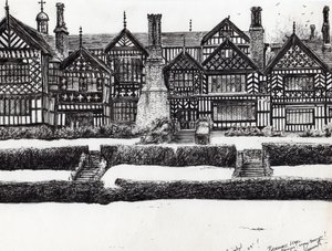 Bramall Hall Bramhall, 2004, (inkoust na papíře) od Vincent Alexander Booth