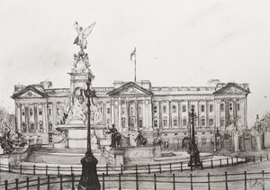 Buckinghamský palác, Londýn, 2006, (inkoust na papíře) od Vincent Alexander Booth