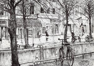 Harlingen Holandsko, 2005, (inkoust na papíře) od Vincent Alexander Booth