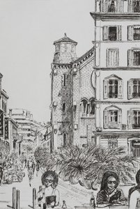 Hotel 5 a Notre Dame Cannes, 2014, (inkoust na papíře) od Vincent Alexander Booth