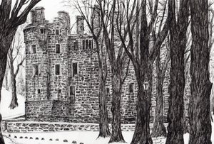 Huntly Castle Scotland, 2007, (inkoust na papíře) od Vincent Alexander Booth