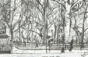 Madison square park New York, 2003, (tuš na papíře) od Vincent Alexander Booth