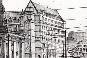 Manchesterská radnice, 2007, (inkoust na papíře) od Vincent Alexander Booth