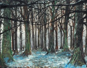 Stag and Runner Lyme Park, 2016, (olej na plátně) od Vincent Alexander Booth