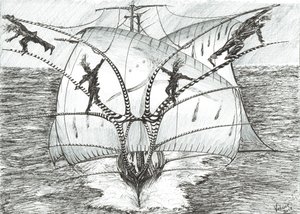 Storm Creators Bismarck Sea, 2017, (inkoust na papíře) od Vincent Alexander Booth