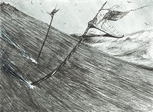 Storm Creators Black Sea, 2017, (inkoust na papíře) od Vincent Alexander Booth
