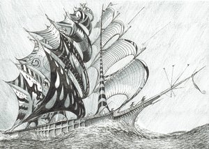 Storm Creators Karibské moře, 2017, (tuš na papíře) od Vincent Alexander Booth