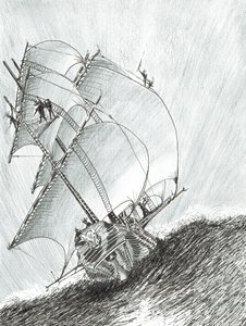 Storm Creators Molucca Sea, 2017, (inkoust na papíře) od Vincent Alexander Booth