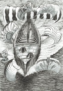 Storm Creators Philippine Sea, 2017, (inkoust na papíře) od Vincent Alexander Booth