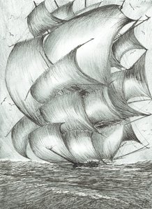 Storm Creators Ochotské moře, 2017, (tuš na papíře) od Vincent Alexander Booth