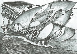 Storm Creators Tasman Sea, 2017, (inkoust na papíře) od Vincent Alexander Booth