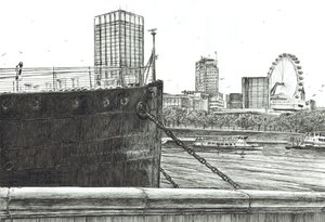 The Black Bow on the Thames, 2006, (inkoust na papíře) od Vincent Alexander Booth