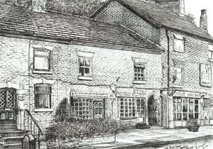 The Book shop na Marple Bridge, 2017, (inkoust na papíře) od Vincent Alexander Booth