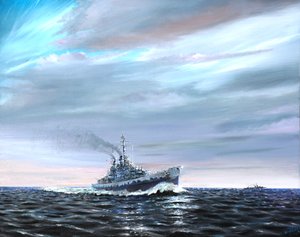 USS Atlanta hlídkuje Canal Guard 1942, od Vincent Alexander Booth