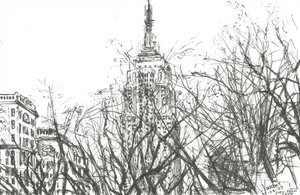 Pohled z kavárny New York, 2003, (tuš na papíře) od Vincent Alexander Booth