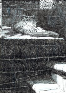 strana 21, Zámek v lese Findhorn, 2006, (tuš na papíře) od Vincent Alexander Booth