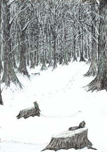 strana 5, Zámek v lese Findhorn, 2006, (tuš na papíře) od Vincent Alexander Booth
