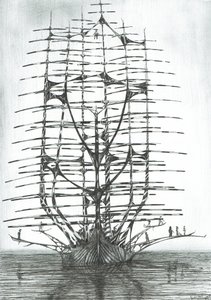 Tvůrci bouří Sea of Japan, 2017, (Ink on Paper) od Vincent Alexander Booth