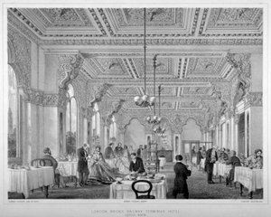Kavárna v hotelu London Bridge Railway Terminus, Bermondsey, Londýn, 1860.