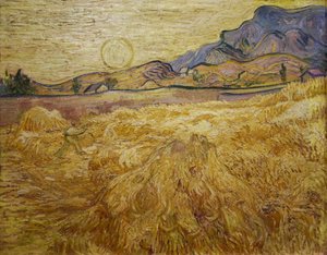 Pšeničné pole se ženou a sluncem, 1889. od Vincent van Gogh
