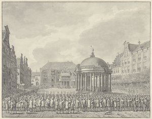 Složil přísahu vládních nařízení na náměstí Grote Markt v Haarlemu, 5. září 1787 od Vincent Jansz. van der Vinne (signed by artist)