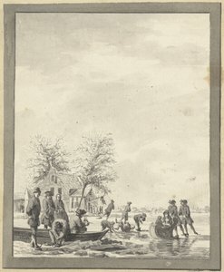 Ledová zábava na Buiten Spaarne poblíž Haarlemu v Herbergu od Vincent Jansz. van der Vinne