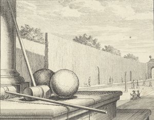 Kroketové atributy s kroketovými hráči v pozadí, 1714. od Vincent Laurensz Vinne van der