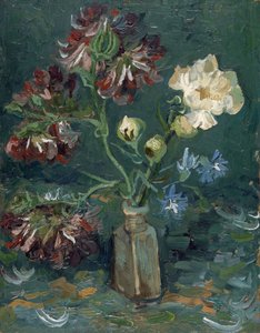 Láhev s pivoňkami a modrými delfíny od Gogha, Vincenta, van (1853-1890). Olej na kartonu, rozměr: 34,5x27 od Vincent van Gogh