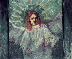 Hlava anděla, po Rembrandtovi, 1889 od Vincent van Gogh