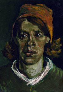Obraz ""Portrét venkovské ženy s červenou kápí"" (Hlava venkovské ženy s červenou kápí) od Vincenta Van Gogha (1853-1890) od Vincent van Gogh