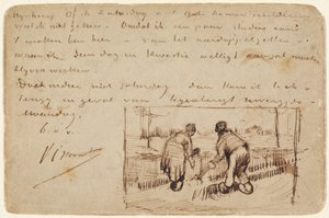 Pohlednice s dvěma rolníky kopat od Vincent van Gogh
