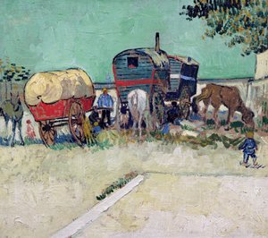 Karavany, cikánský tábor poblíž Arles od Vincent van Gogh