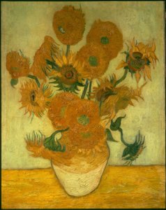 Čtyři deset slunečnic ve váze od Vincent van Gogh