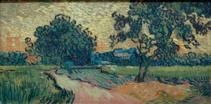 Dvě hrušně a zámek Auvers (krajina v od Vincent van Gogh