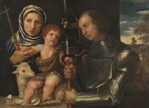 Nemluvně se svatým Janem se světicí a válečníkem, 1510-20 od Vincenzo di Biagio Catena