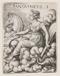 Sanguine Temperament, cca 1530-62 (rytina) od Virgilius the elder Solis