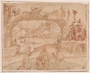 Carpaccio - Panna s dítětem a světci v krajině, asi 1500-1510 od Vittore Carpaccio