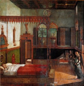 Cyklus života svaté Uršuly: sen svaté Uršuly. (Malování od Vittore Carpaccio