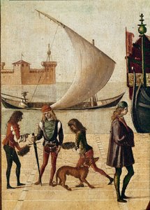 Legenda o svaté Uršule: detail příjezdu velvyslanců (ze zlaté legendy Jacopa da Varagine) (temperaa na plátně od Vittore Carpaccio