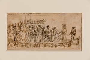 Anglický princ Conan se loučí se svým otcem (pero a inkoust přes křídu na papíře) (recto of 5933931) od Vittore Carpaccio