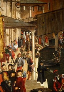 Zázrak relikvie svatého kříže na mostě Rialto v Benátkách, detail. Obraz Vittore Scarpazza dit Vittore Carpaccio (1460-1525) od Vittore Carpaccio