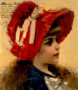 Portrét Nini od Vittoria Mattea Corcose (1859-1933), olej na plátně, 43x37 cm