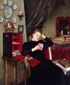Sladké vzpomínky, obraz Vittorio Matteo Corcos (1859-1933), olej na plátně, 50x61 cm