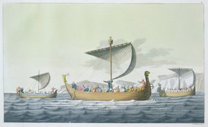 Flotila Viléma Dobyvatele, 1066, deska 8 z „Le Costume Ancien et Moderne“ od Julese Ferraria, vydáno kolem 20.–30. let 19. století od Vittorio Raineri