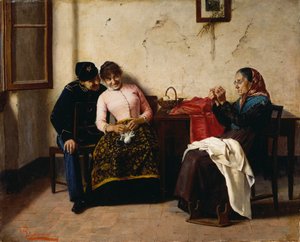 Nápadník, Vittorio Reggianini (1858-1938), olej na plátně, 65x59,5 cm