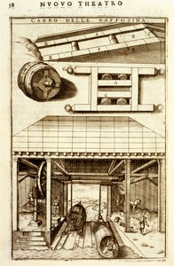 Hydraulický kladkový mechanismus pro pohyb zboží mezi zemí a vodou, 1607