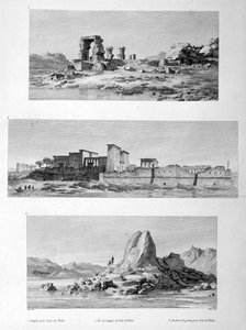Zničené chrámy ve Philae, Egypt, 1802